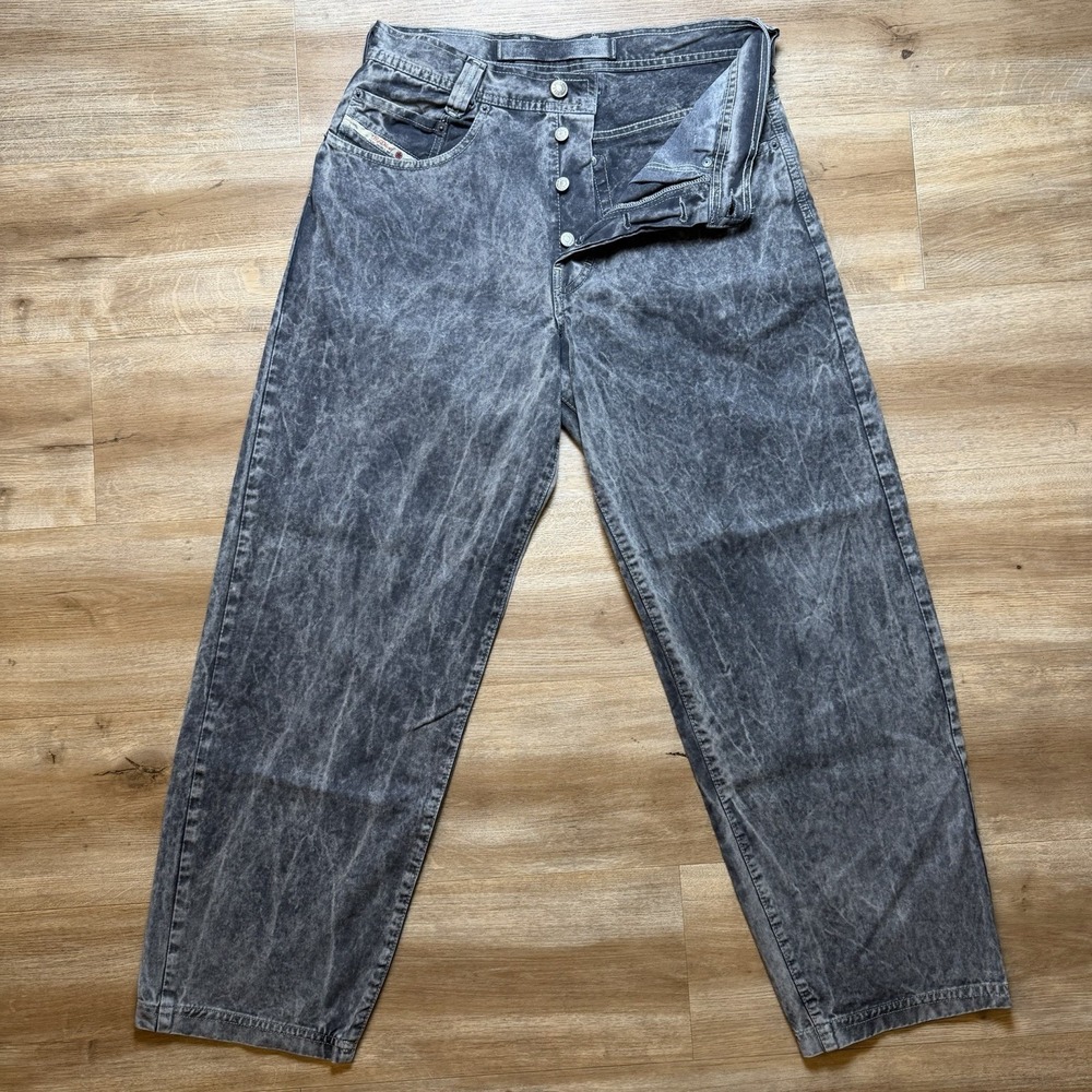 Vintage Diesel Saddle Jeans Men 31x29 Gray Loose Tapered Acid Wash Grunge Y2K